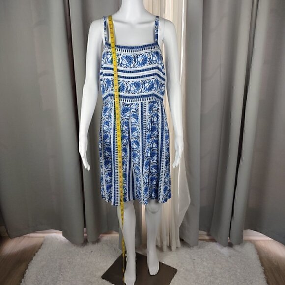 Ann Taylor Loft Petites Spaghetti Strap Zipper Back Pleated Blue Dress Size 12P - Picture 5 of 10